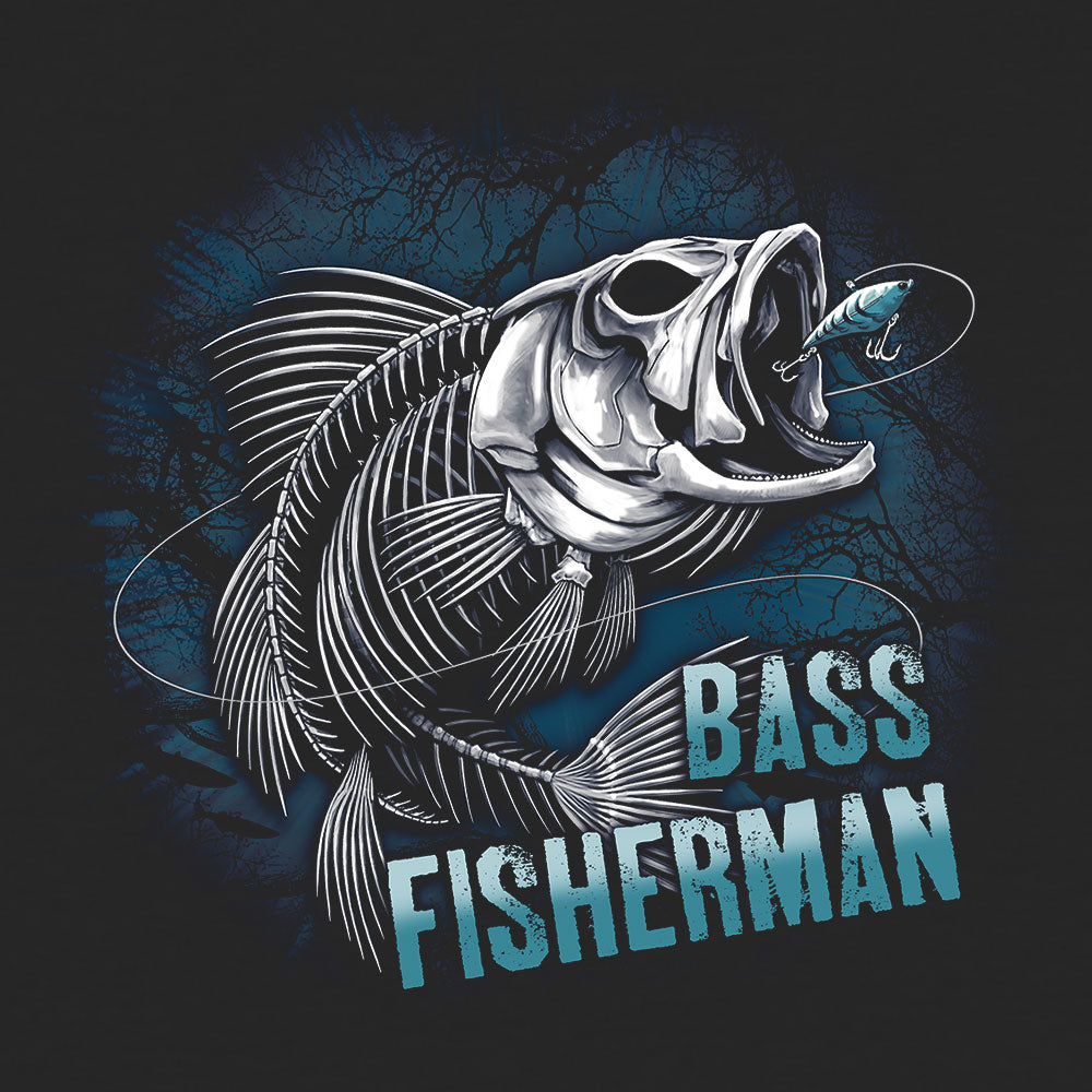 Bass Fisherman Skeleton T-Shirt - Navy Blue