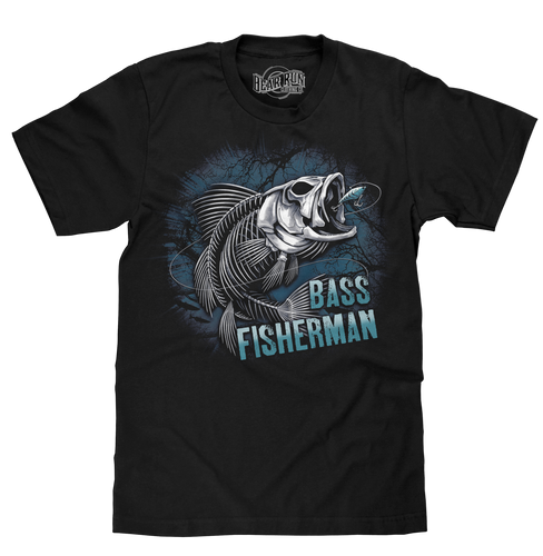 Bass Fisherman Skeleton T-Shirt - Navy Blue