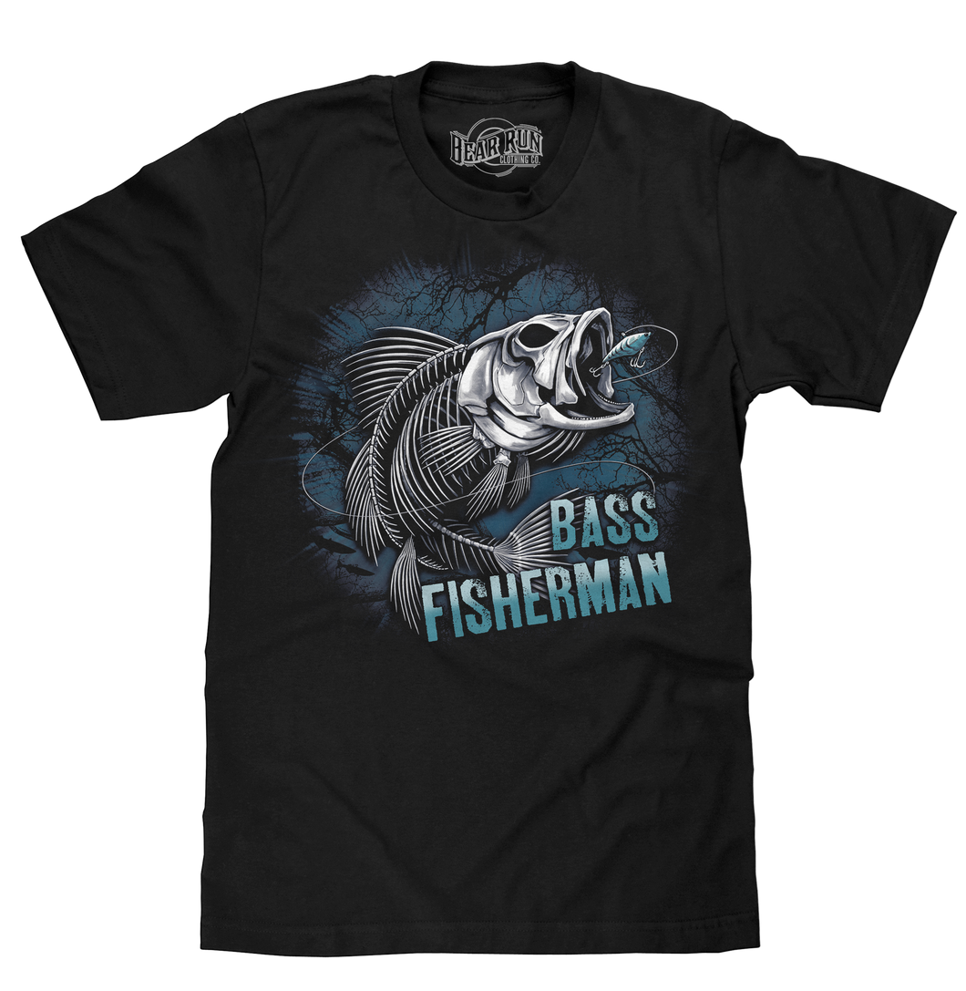 Bass Fisherman Skeleton T-Shirt - Navy Blue
