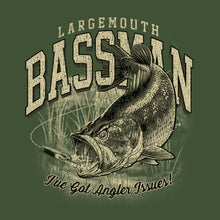 Load image into Gallery viewer, Largemouth Bassman Angler Issues T-Shirt - Moss Green
