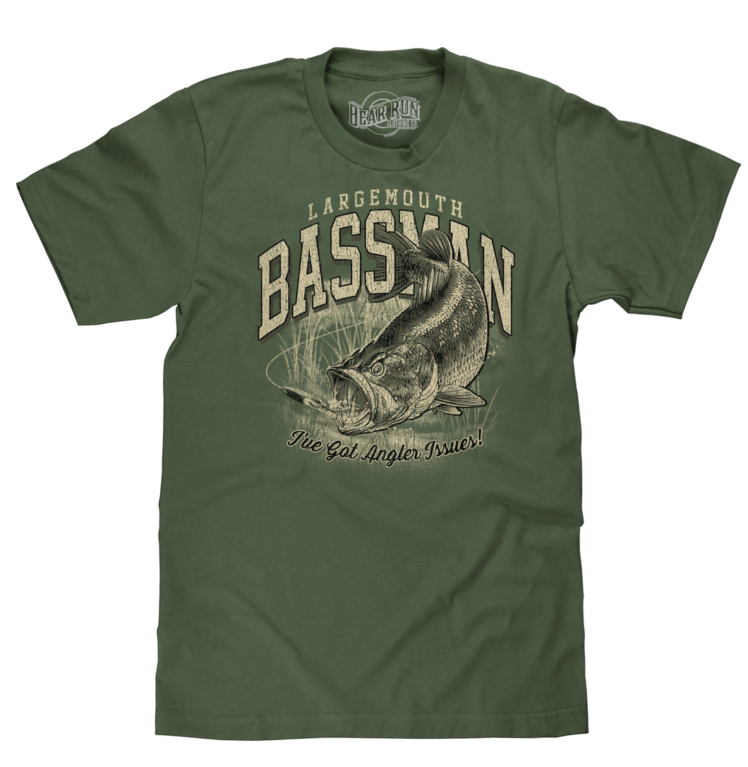 Largemouth Bassman Angler Issues T-Shirt - Moss Green